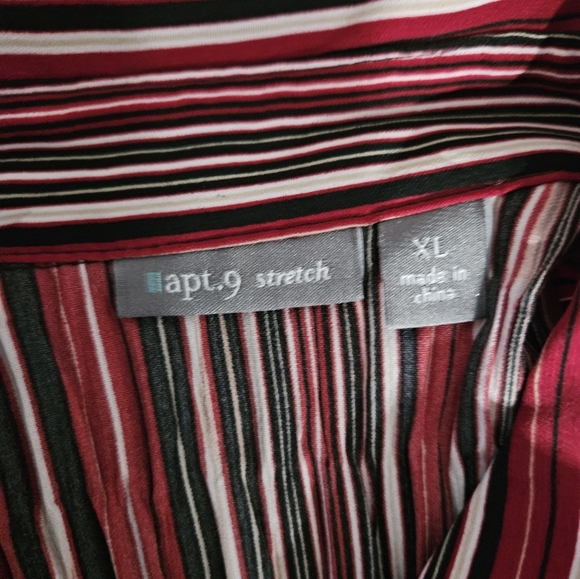 Apt. 9 Stretchy Red and Black Striped Button-up Shirt, Sz XL - Picture 4 of 4